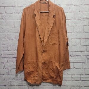 Byblos Italy Linen Sport Blazer Jacket Mens 48 Relaxed Travel Resortwear *FLAW